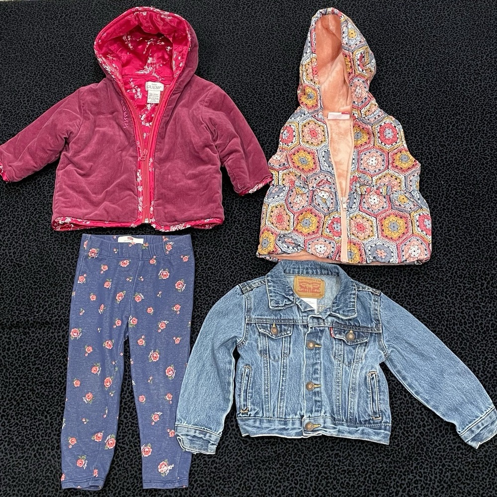 Girls Bundle Clothing Outfit Sets 24M Levis Denim Jacket Guess Back To School